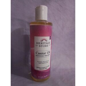 Heritage Store Castor Oil 8 fl oz 100% Cold-Pressed, Vegan & Hexane-Free